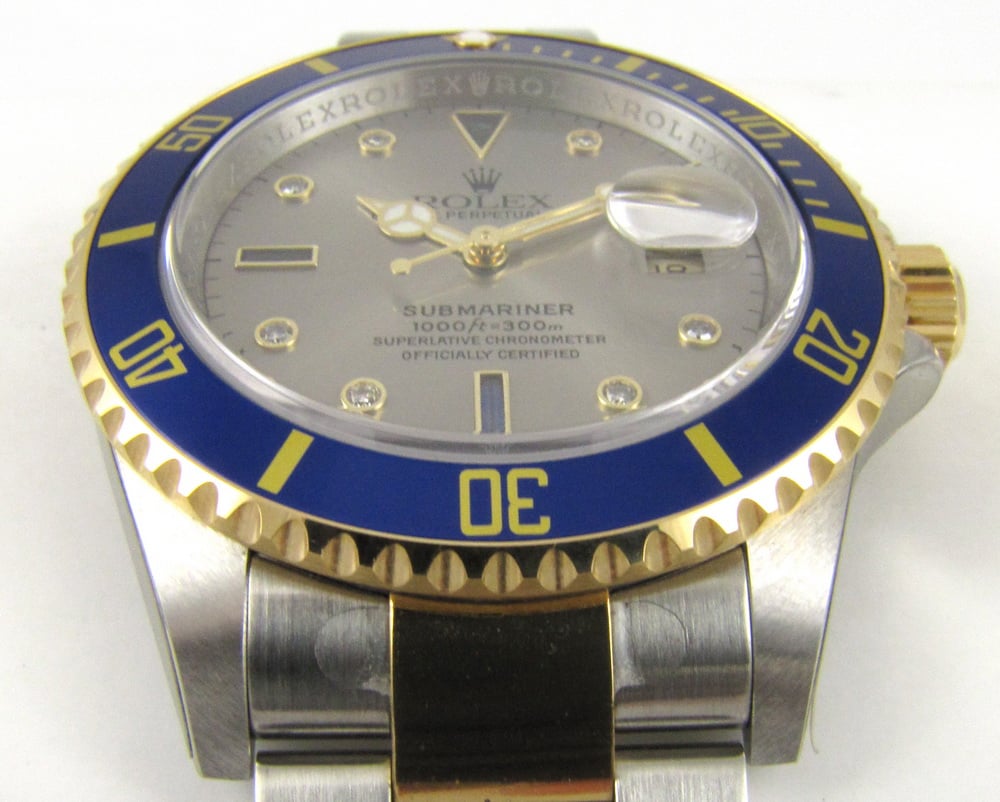 Rolex Submariner 16613 with slate Serti dial. V serial, ca. 2008-09.