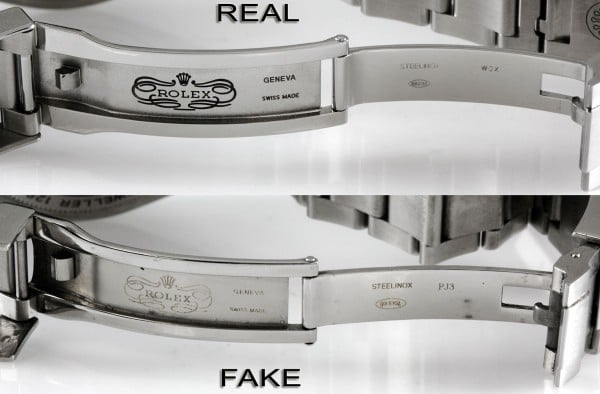 Rolex DEEPSEA Real vs Fake Buckle Etching Detail