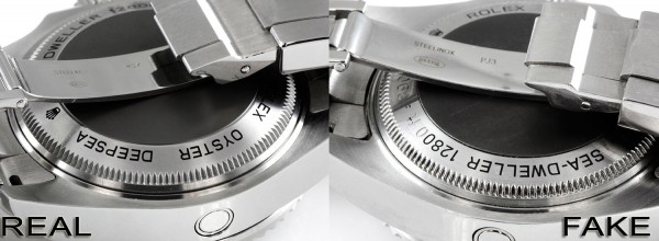 Rolex DEEPSEA Real vs Fake Case Back Detail