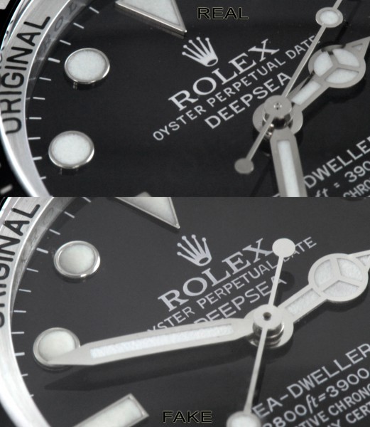 Rolex DEEPSEA Real vs Fake Dial Detail
