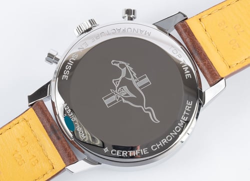 Caseback of Premier Top Time 'Mustang' Chronograph