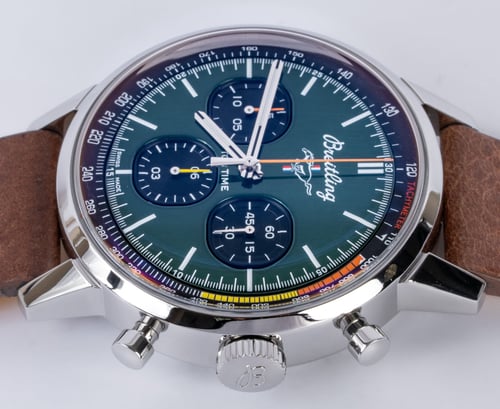 Crown Side Shot of Premier Top Time 'Mustang' Chronograph