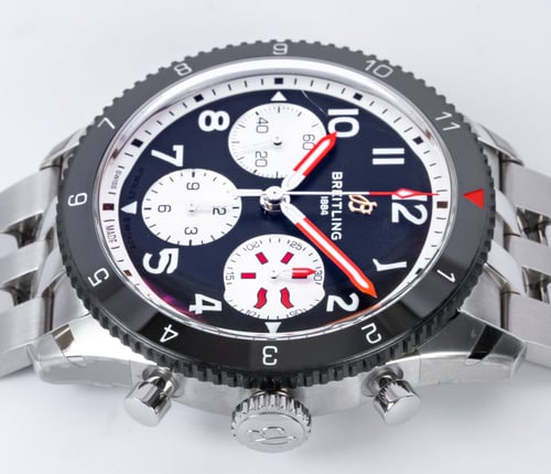 Crown Side Shot of Classic AVI Chronograph 42 Mosquito