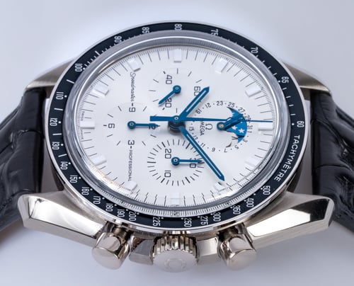 Crown Side Shot of Speedmaster Moon Phase Moonwatch