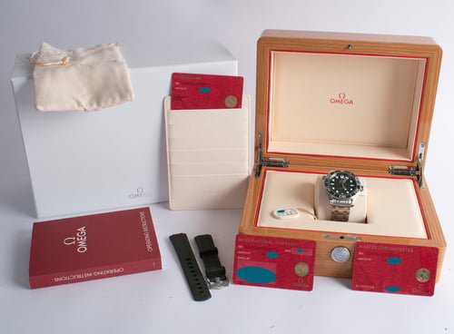 Box / Paper shot of Seamaster 'Green' Diver 300M