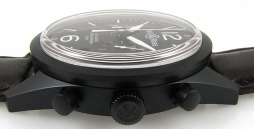 Crown Side Shot of Vintage Carbon Chronograph