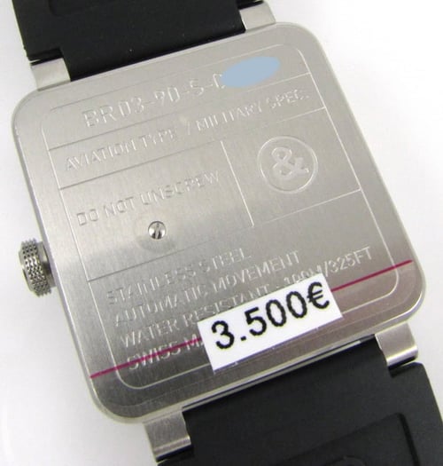 Caseback of BR 03-90 Big Date Power Reserve