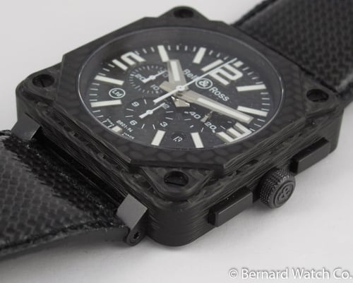 Crown Side Shot of BR 01-94 Chronograph Carbon Fiber
