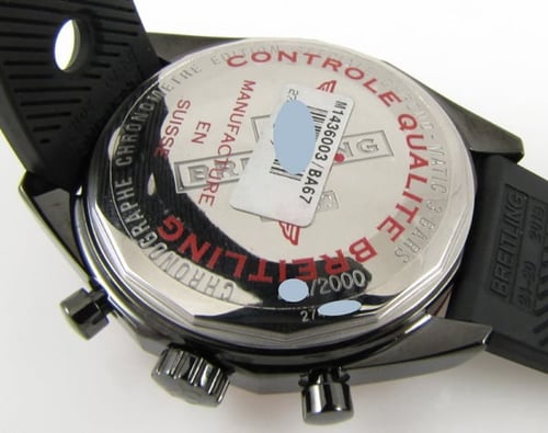 Caseback of Chrono-Matic 49 Blacksteel Limited