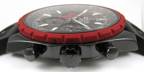 Crown Side Shot of Chrono-Matic 49 Blacksteel Limited