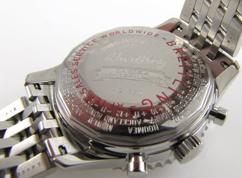 Caseback of Navitimer Montbrillant Datora