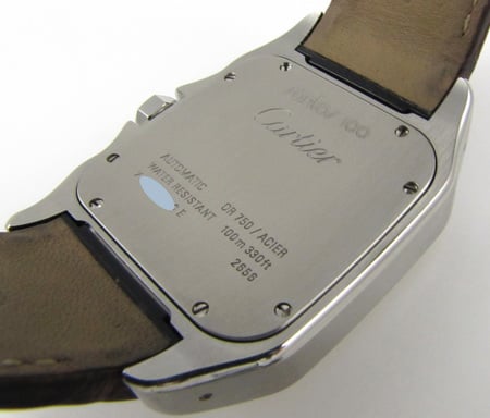 Caseback of Santos 100 XL