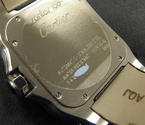 Caseback of Santos 100 XL