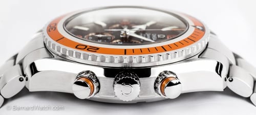 Crown Side Shot of Seamaster Planet Ocean Chronograph