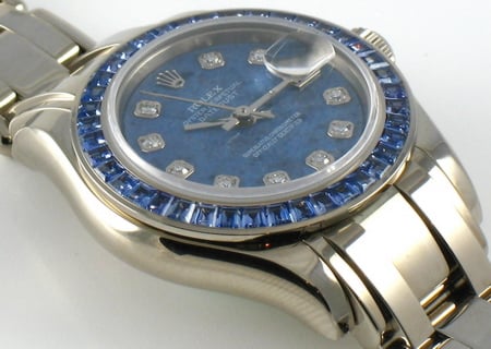 9' Side Shot of Ladies Masterpiece Datejust Pearlmaster