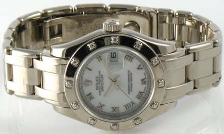 Front View of Ladies Datejust Masterpiece Pearlmaster