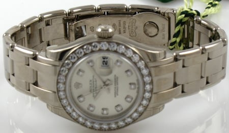 Front View of Ladies Masterpiece Datejust Pearlmaster
