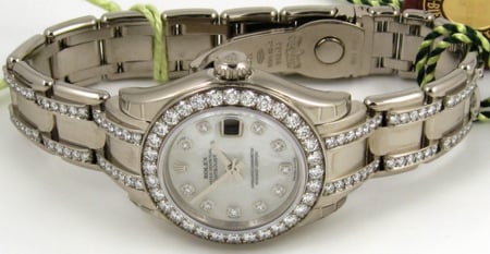 Front View of Ladies Masterpiece Datejust Pearlmaster
