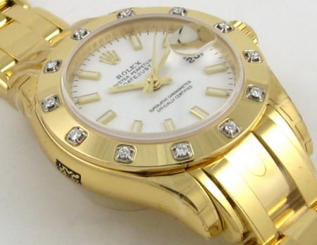 9' Side Shot of Ladies Masterpiece Datejust Pearlmaster