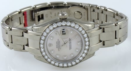 Front View of Ladies Masterpiece Datejust Pearlmaster