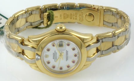 Front View of Ladies Masterpiece Datejust Pearlmaster