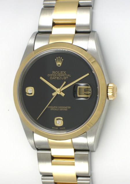Rolex Datejust 16203 - SOLD OUT - 2001 Diamond Onyx Dial, 18k Gold