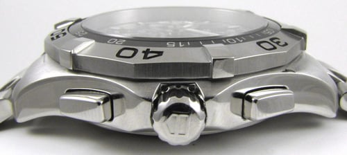 Crown Side Shot of Aquaracer Chronograph Day-Date Chronometer