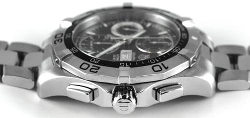Crown Side Shot of Aquaracer Chronograph Day-Date Chronometer