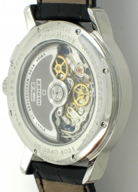 Caseback of Chronomaster T Open El Primero Chronograph