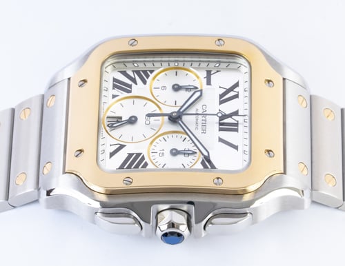 Crown Side Shot of Santos De Cartier Chronograph XL