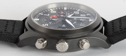 Crown Side Shot of Pilot's Watch Doppelchronograph Edition 'TOP GUN'