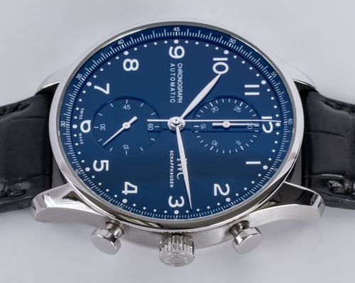 Crown Side Shot of Portugieser Chronograph Edition '150 Years'