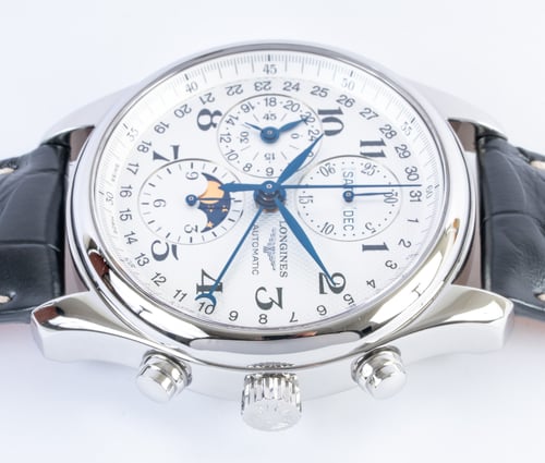 Crown Side Shot of Master Collection Automatic Chronograph