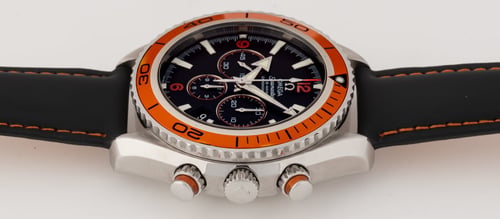 Crown Side Shot of Seamaster Planet Ocean Chronograph