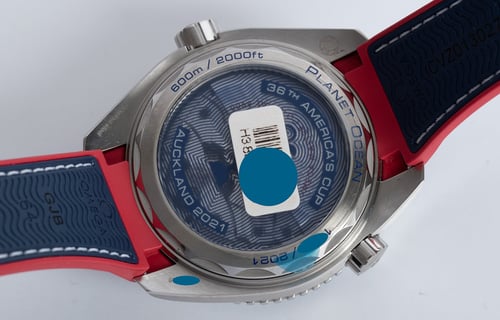 Caseback of Planet Ocean 600m Master 'America's Cup' 2021