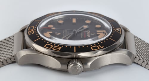 Crown Side Shot of Seamaster 007 Edition 'No Time to Die'
