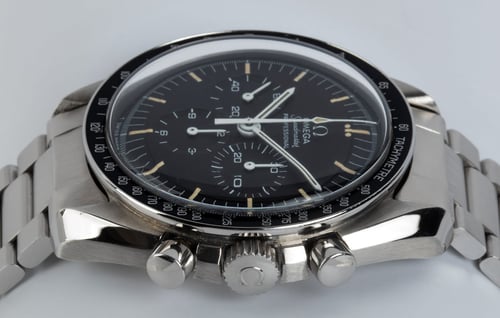 Crown Side Shot of Speedmaster 'Straight Writing'