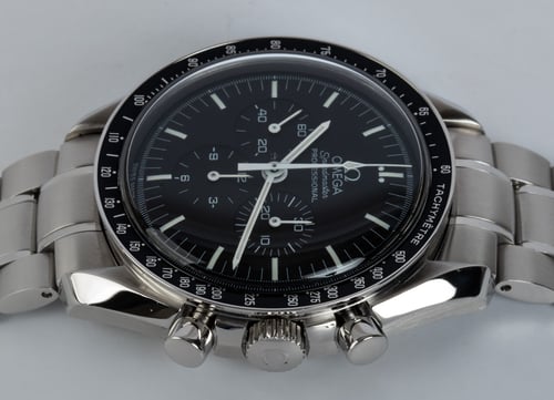Crown Side Shot of Speedmaster Moon 'Hesalite Sandwich'