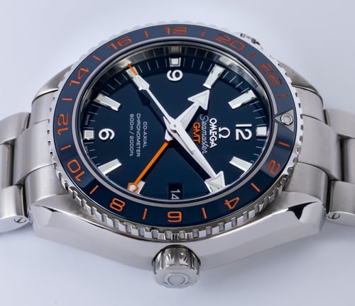 Crown Side Shot of Seamaster Planet Ocean GMT 'Goodplanet'