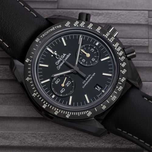 Stylied photo of  of Speedmaster Dark Side of the Moon 'Pitch Black'
