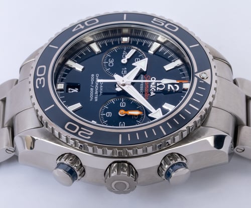 Crown Side Shot of Seamaster Planet Ocean Chronograph