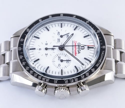 Crown Side Shot of Speedmaster Moonwatch Professional Co-Axial Master Chronometer