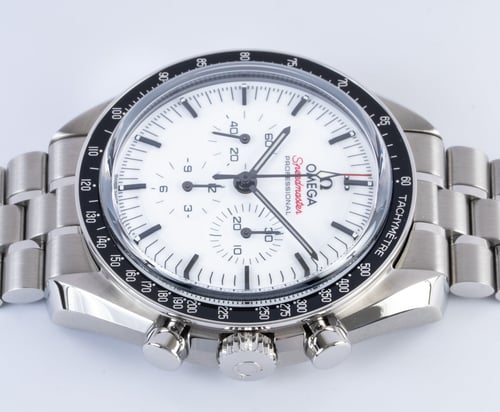 Crown Side Shot of Speedmaster Moonwatch Professional Co-Axial Master Chronometer