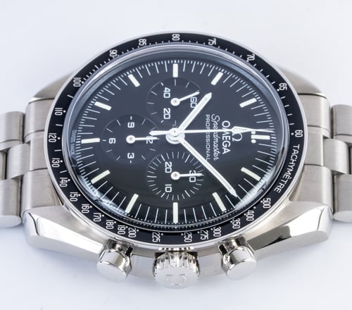 Crown Side Shot of Speedmaster Moonwatch Professional Co-Axial Master Chronometer