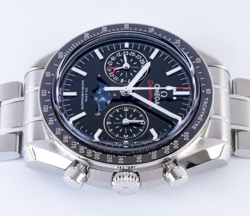 Crown Side Shot of Speedmaster Moonphase Chronograph