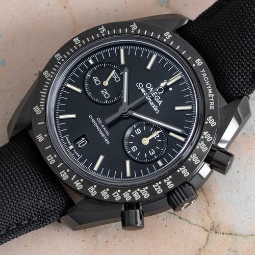 Stylied photo of  of Speedmaster Dark Side of the Moon 'Pitch Black'