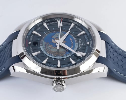 Crown Side Shot of Aqua Terra Worldtimer 43MM
