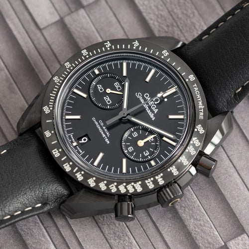 Stylied photo of  of Speedmaster Dark Side of the Moon 'Pitch Black'