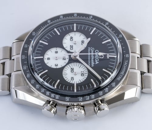 Crown Side Shot of Speedmaster Moonwatch Professional Co-Axial Master Chronometer