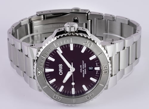 Front View of Aquis Date Cherry Edition